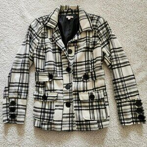 Bongo Vintage Plaid Black White Jacket Women's Sz L Y2K streetwear big buttons
